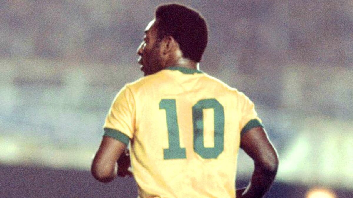 Pele wearing his iconic "Number 10" jersey during the 1970 FIFA WorldCup in Mexico